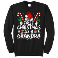 First Christmas As Grandpa 2024 Family Matching New Grandpa Tall Sweatshirt