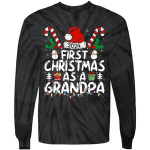 First Christmas As Grandpa 2024 Family Matching New Grandpa Tie-Dye Long Sleeve Shirt