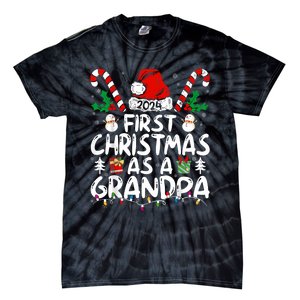 First Christmas As Grandpa 2024 Family Matching New Grandpa Tie-Dye T-Shirt