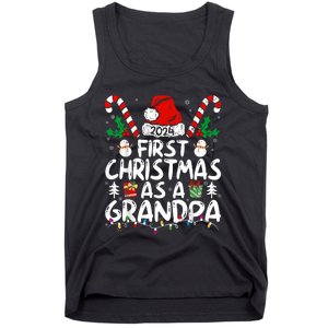 First Christmas As Grandpa 2024 Family Matching New Grandpa Tank Top