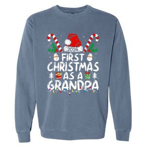 First Christmas As Grandpa 2024 Family Matching New Grandpa Garment-Dyed Sweatshirt