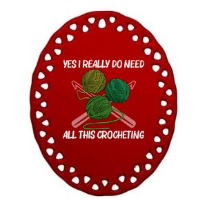 Funny Crocheting Art Crochet Handicraft Lovers Gift Ceramic Oval Ornament