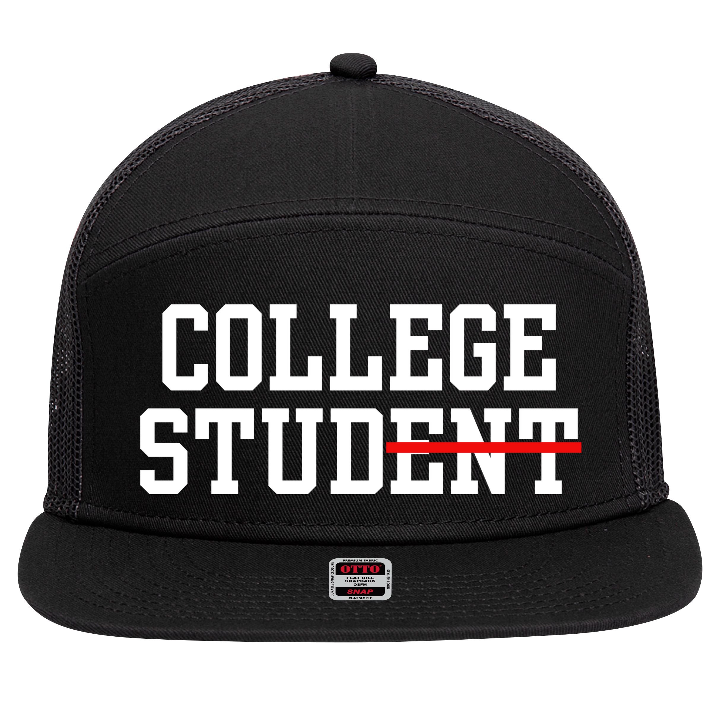 Funny College Apparel Gift 7 Panel Mesh Trucker Snapback Hat