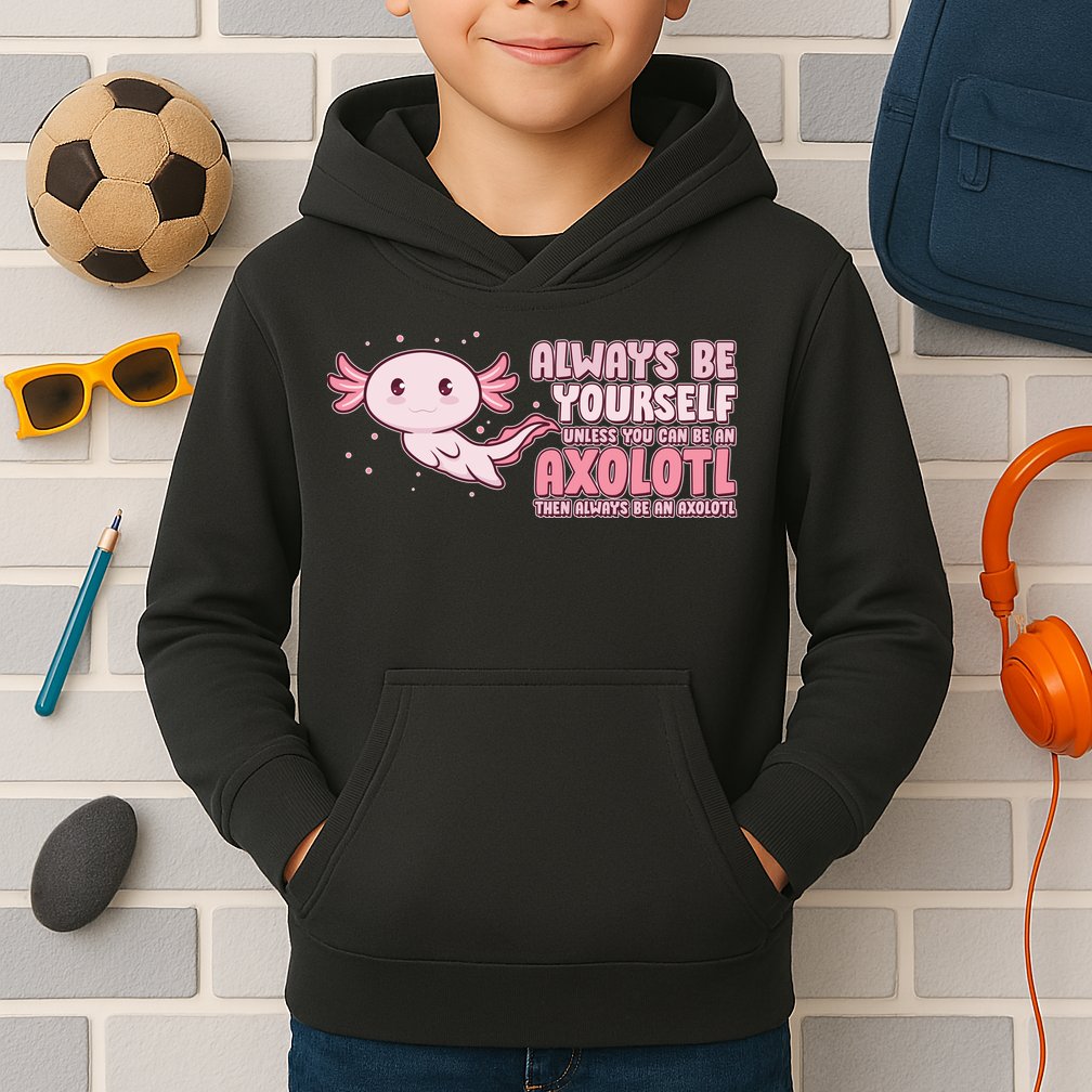 Funny Cute Always Be An Axolotl Kids Hoodie