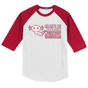 Funny Cute Always Be An Axolotl Kids Colorblock Raglan Jersey