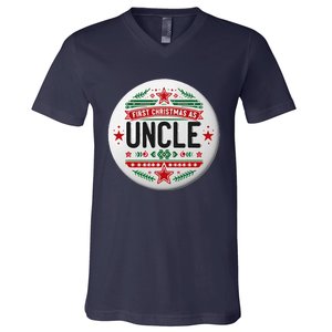 First Christmas As Uncle New Baby Xmas Matching Family V-Neck T-Shirt