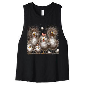 Funny Chicken Art Eagerlys Colorful Women's Racerback Cropped Tank