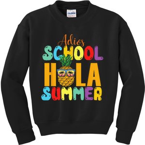 Funny Cute Adios School Hola Summer lovley Kids Sweatshirt