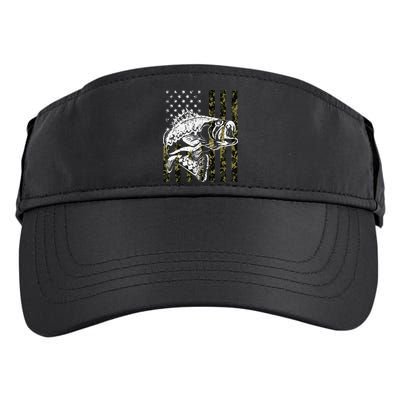 Fishing, Camouflage American Flag Fish, Bass Fish Fisherman Adult Drive Performance Visor