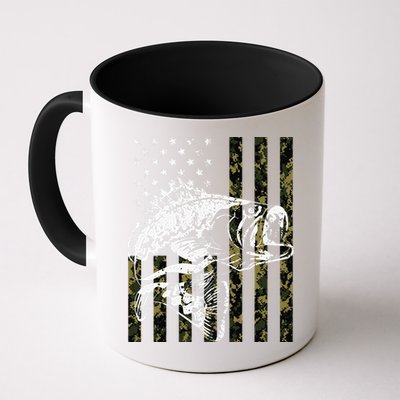 Fishing, Camouflage American Flag Fish, Bass Fish Fisherman Mug