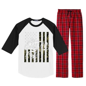 Fishing, Camouflage American Flag Fish, Bass Fish Fisherman Raglan Sleeve Pajama Set