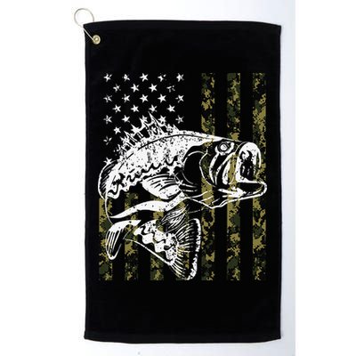 Fishing, Camouflage American Flag Fish, Bass Fish Fisherman Golf Towel