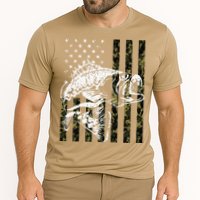 Fishing, Camouflage American Flag Fish, Bass Fish Fisherman Cooling Performance Crew T-Shirt