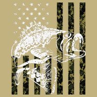 Fishing, Camouflage American Flag Fish, Bass Fish Fisherman Cooling Performance Crew T-Shirt