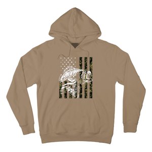 Fishing, Camouflage American Flag Fish, Bass Fish Fisherman Hoodie