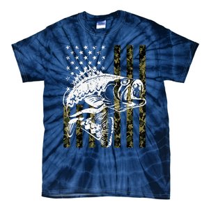 Fishing, Camouflage American Flag Fish, Bass Fish Fisherman Fishing Shirt Tie-Dye T-Shirt