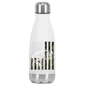 Fishing, Camouflage American Flag Fish, Bass Fish Fisherman Fishing Shirt Stainless Steel Insulated Water Bottle