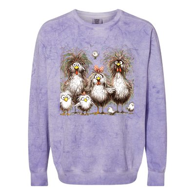 Funny Chicken Art Eagerlys Colorful Colorblast Crewneck Sweatshirt