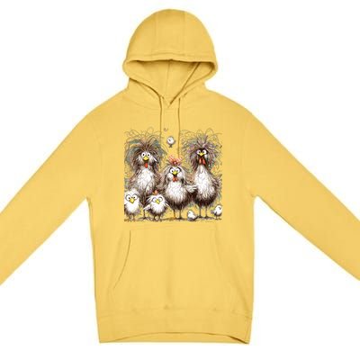 Funny Chicken Art Eagerlys Colorful Premium Pullover Hoodie