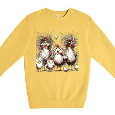 Funny Chicken Art Eagerlys Colorful Premium Crewneck Sweatshirt