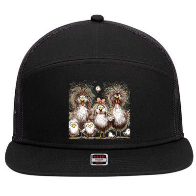 Funny Chicken Art Eagerlys Colorful 7 Panel Mesh Trucker Snapback Hat