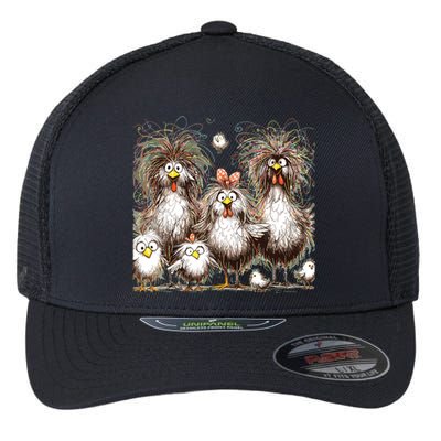 Funny Chicken Art Eagerlys Colorful Flexfit Unipanel Trucker Cap