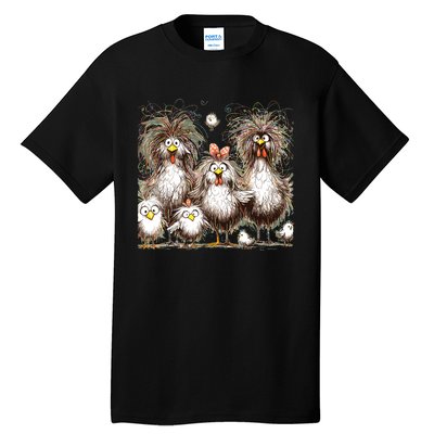 Funny Chicken Art Eagerlys Colorful Tall T-Shirt