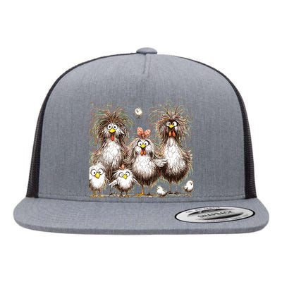 Funny Chicken Art Eagerlys Colorful Flat Bill Trucker Hat