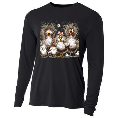 Funny Chicken Art Eagerlys Colorful Cooling Performance Long Sleeve Crew