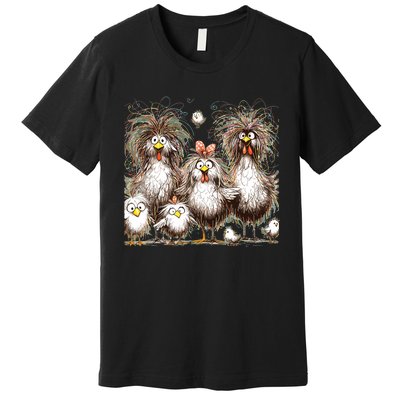 Funny Chicken Art Eagerlys Colorful Premium T-Shirt