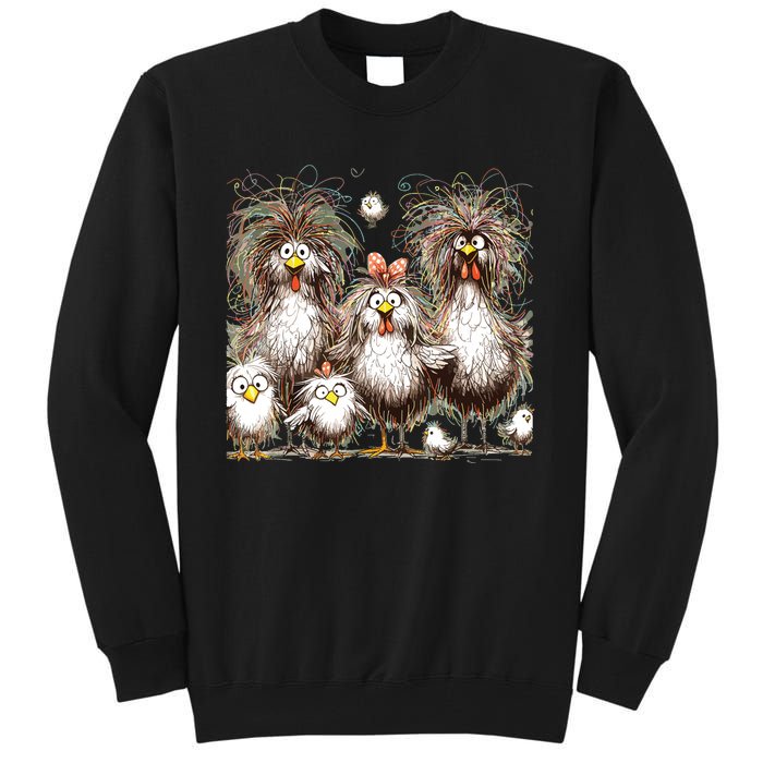 Funny Chicken Art Eagerlys Colorful Tall Sweatshirt