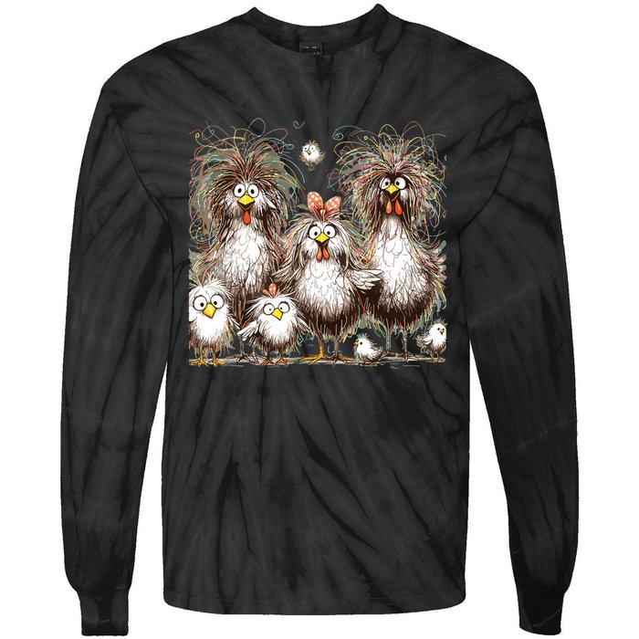 Funny Chicken Art Eagerlys Colorful Tie-Dye Long Sleeve Shirt