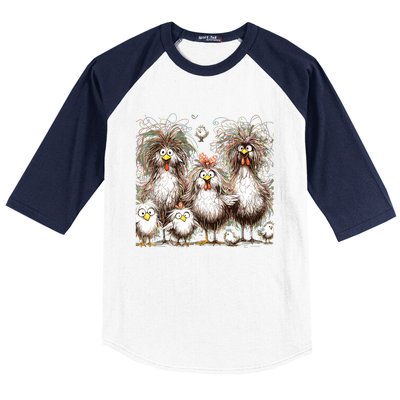 Funny Chicken Art Eagerlys Colorful Baseball Sleeve Shirt