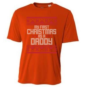 First Christmas As A Daddy Fatherhood Holiday Gift Cooling Performance Crew T-Shirt