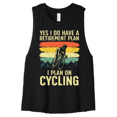 Funny Cycling Art For Men Women Bicyclist Bike Racing Biker Women's Racerback Cropped Tank