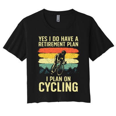 Funny Cycling Art For Men Women Bicyclist Bike Racing Biker Women's Crop Top Tee