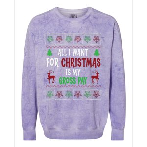 Funny Christmas All I Want Is My Gross Pay Funny Holiday Colorblast Crewneck Sweatshirt