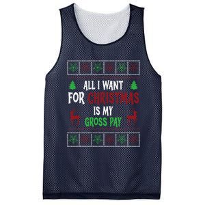 Funny Christmas All I Want Is My Gross Pay Funny Holiday Mesh Reversible Basketball Jersey Tank