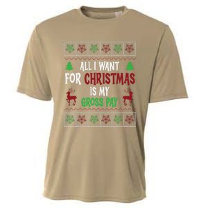 Funny Christmas All I Want Is My Gross Pay Funny Holiday Cooling Performance Crew T-Shirt