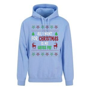 Funny Christmas All I Want Is My Gross Pay Funny Holiday Unisex Surf Hoodie