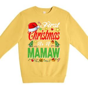 First Christmas As A Mamaw Santa Hat Pajama Xmas Funny Gift Premium Crewneck Sweatshirt