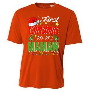 First Christmas As A Mamaw Santa Hat Pajama Xmas Funny Gift Cooling Performance Crew T-Shirt