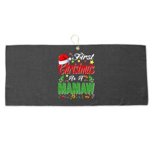 First Christmas As A Mamaw Santa Hat Pajama Xmas Funny Gift Large Microfiber Waffle Golf Towel