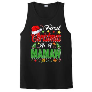 First Christmas As A Mamaw Santa Hat Pajama Xmas Funny Gift PosiCharge Competitor Tank