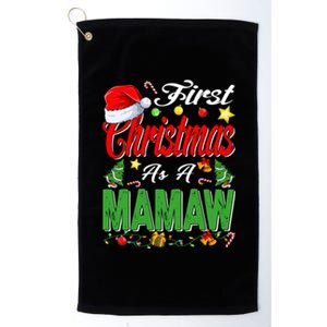 First Christmas As A Mamaw Santa Hat Pajama Xmas Funny Gift Platinum Collection Golf Towel