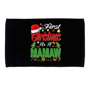 First Christmas As A Mamaw Santa Hat Pajama Xmas Funny Gift Microfiber Hand Towel