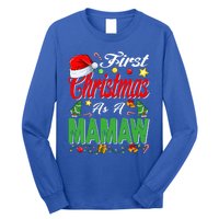 First Christmas As A Mamaw Santa Hat Pajama Xmas Funny Gift Long Sleeve Shirt