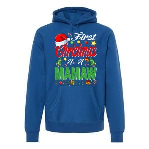 First Christmas As A Mamaw Santa Hat Pajama Xmas Funny Gift Premium Hoodie