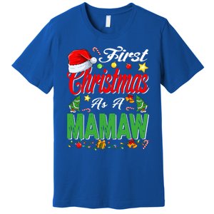 First Christmas As A Mamaw Santa Hat Pajama Xmas Funny Gift Premium T-Shirt