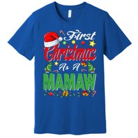 First Christmas As A Mamaw Santa Hat Pajama Xmas Funny Gift Premium T-Shirt